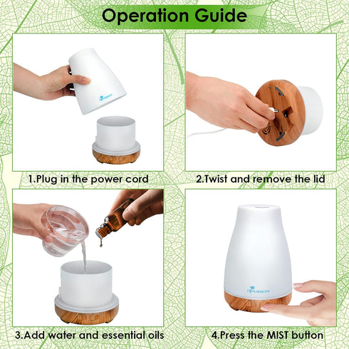 300ML Essential Oil Diffuser, Remote Control Aromatherapy Diffuser with 7 Color LED Lights for Bedroom Office