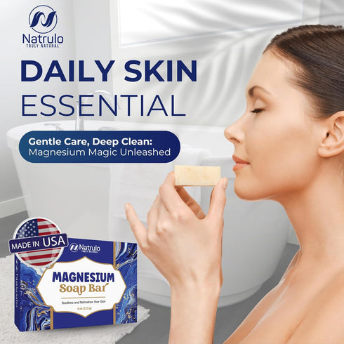 Dead Sea Magnesium Soap Bar Deep Cleansing Moisturizing Body Soap for All Skin Types, Made in USA