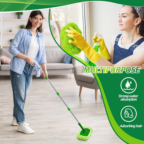 10 Pcs Reusable Mop Refill Pads Replacement for Most XL Sweeper 17" x 5" Microfiber Mops Head Cleaning Supplies