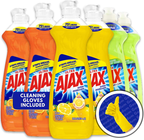 Ajax Dish Soap, 14 FL OZ - Super Degreaser, Variety Pack of 6 (Lemon, Orange, Lime)