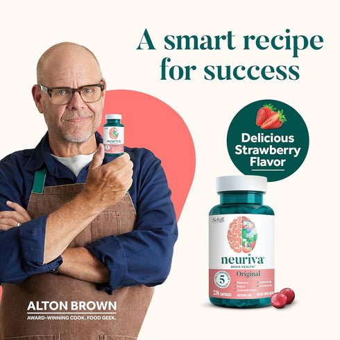 NEURIVA Brain Supplement for Memory & Focus, Caffeine-Free Gummies with Phosphatidylserine & Neurofactor
