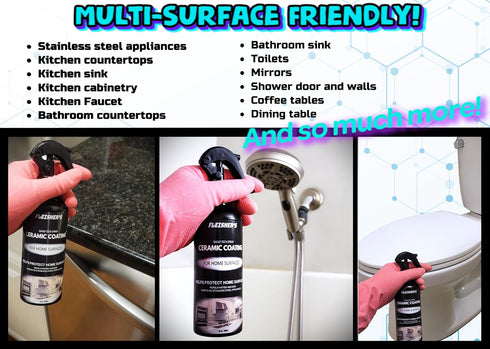 FLEISHER'S Ceramic Coating Spray for Home Surfaces, Hydrophobic Nano Technology for Kitchen and Bathroom Protection