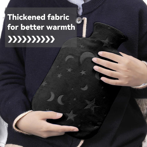 Hot Water Bottle with Soft Cover, 2L for Menstrual Cramps, Neck and Shoulder Pain Relief, Dark Grey