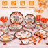 Set, Set HOWAF Thanksgiving Dinnerware Fall Maple Leaves Disposable Tableware Plates Napkin Tablecloth Knifes Forks