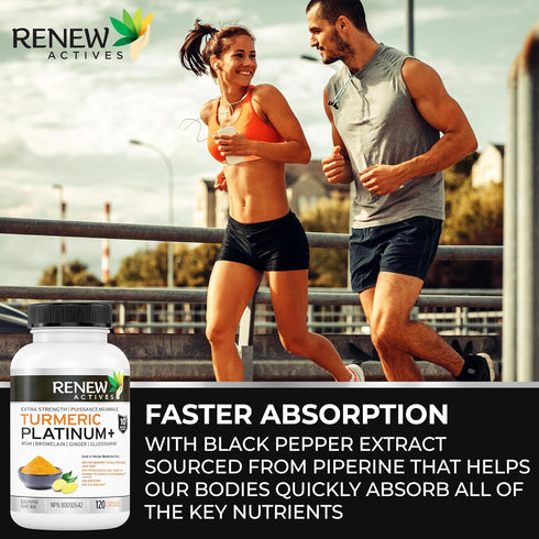Renew Actives Turmeric Platinum - Antioxidant Source & Liver Protectant, Promotes Digestive Health, 120 Capsules