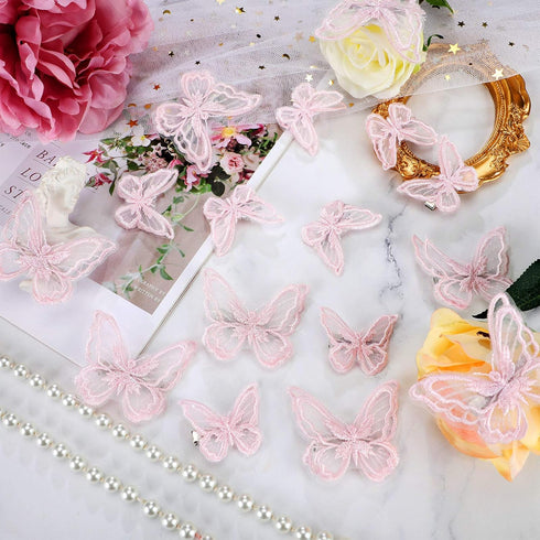 WILLBOND 18 Pieces Butterfly Hair Clip Accessories for Halloween Cosplaying Women, Lace Bows Embroidery Hair Pins, 2