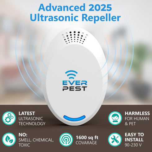 Ultrasonic Pest Repellent Control 2025, 2-Pack Plug in Home Insect Repeller for Indoor and Outdoor