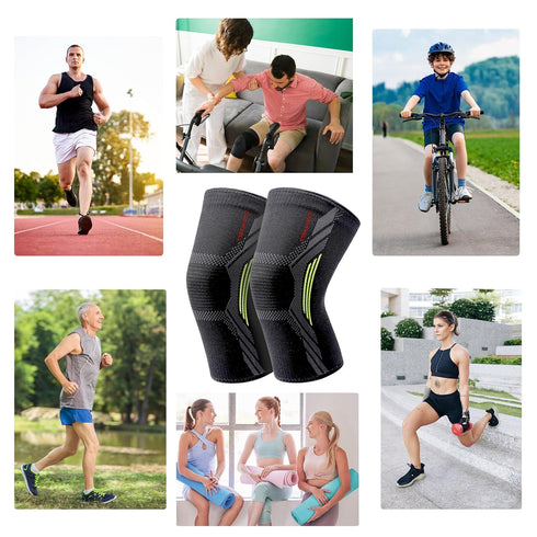 Knee Brace for Women & Men - UFITVELL 2 Packs Compression Sleeve for Knee Pain, Ideal for Gym, Running, Basketball