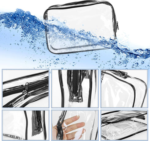 15 PCS Clear Toiletry Bags, Waterproof Makeup Bags, Transparent Cosmetic Bags, PVC Plastic Zippered Organizer for Travel