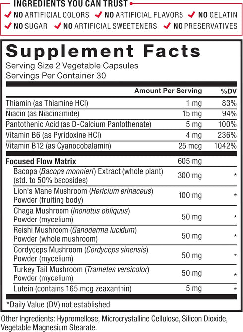 FORCE FACTOR Forebrain Focus Brain Booster, 120 Capsules, Nootropic Supplement for Clarity & Memory