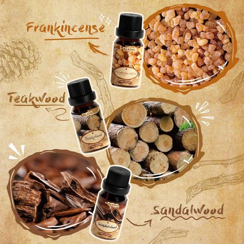 Set, SALKING Woody Essential Oils Gift Natural and Pure Aromatherapy Fragrance Oils for Diffuser, Humidifier, Massage