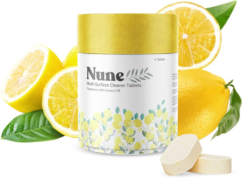 Nune Multi-Purpose Cleaner Refills - 6 Pack All Purpose Cleaning Tablets, 144 fl oz Total, Non-Toxic Lemon Fragrance