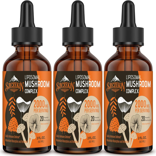 Liposomal Mushroom Complex Drops 2000 MG - 20 Organic Mushroom Extracts for Immunity & Cognitive Support - 90 Servings