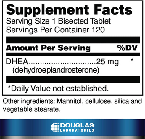 Douglas Laboratories DHEA 25 mg Dissolvable Tablets - 120 Tablets for Immune Health, Brain, Bones, Metabolism Support*