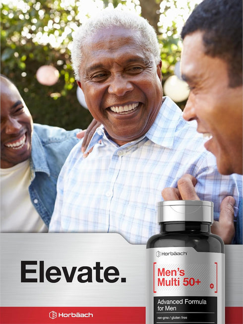 Horbaeach Men's Multivitamin 50 Plus | 60 Caplets | Non-GMO & Gluten Free Supplement