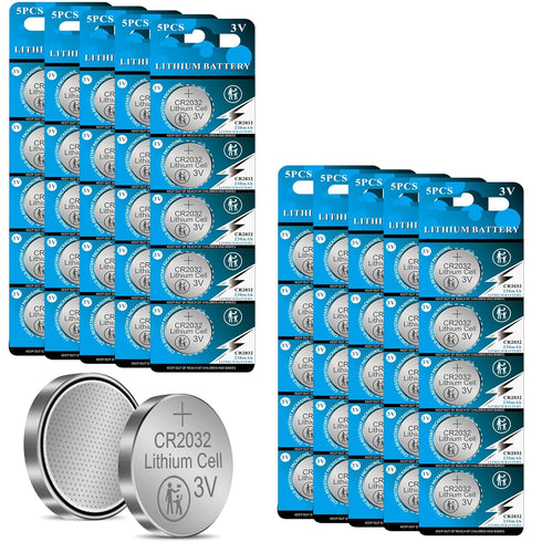 2032 Battery 230 mAh CR2032 Lithium 3V Coin Button Cell, 50 Pack