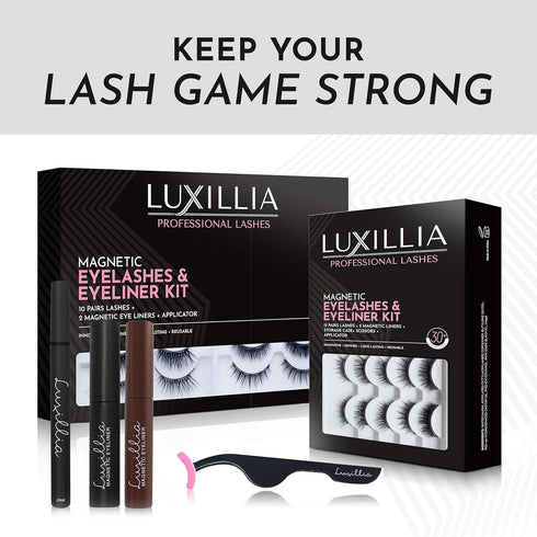 Luxillia Brown Magnetic Eyeliner, Upgraded Waterproof Liquid Liner for Magnetic Eyelashes, Pack of 2