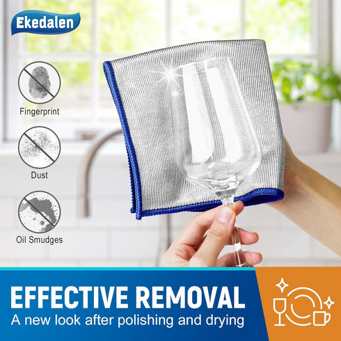 Glass Cleaning Cloth, Streak Free Miracle Polishing Wipes for Windows, Eyeglass Cleaner, Pack of 6, 12 x 12 Inch