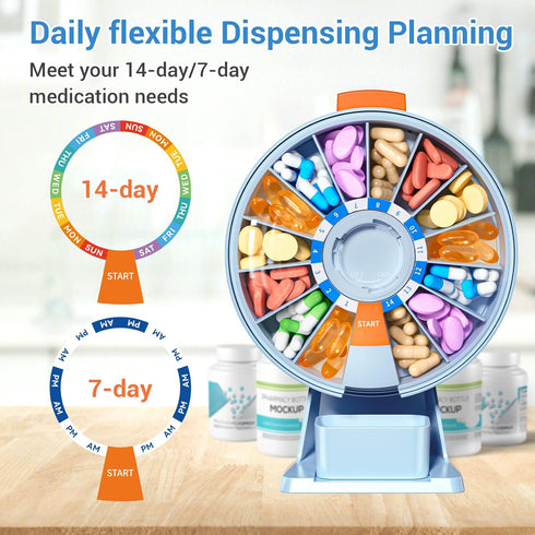 Zoksi Large Pill Organizer, Daily Pill Box for 7 or 14 Days, Wall-Mountable Pill Dispenser for Medicine