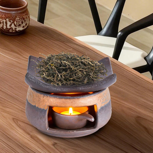 YSZYPETHE Handmade Ceramic Aromatherapy Diffuser,Herb Burner & Candle Wax Warmer with Tealight Holder, Home Fragrance