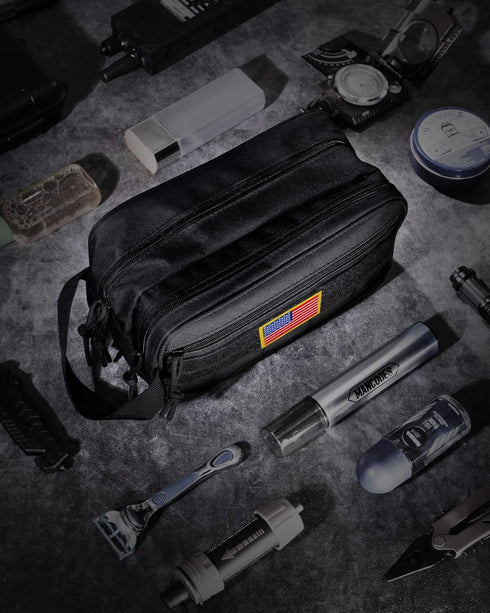 TACTICISM Toiletry Bag for Men, Tactical Molle Dopp Kit with Large Capacity, Water-Resistant for Travel, Black