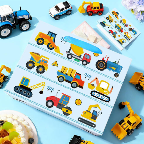 Large Construction Truck Birthday Gift Bag for Kid Blue New Baby Shower Bags with Blue Tissue Paper Birthday Card Baby