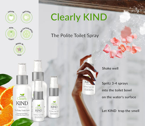 Clearly KIND, The Polite Odor Eliminator Toilet Spray, 4 Oz, 100% Natural Bathroom Spray