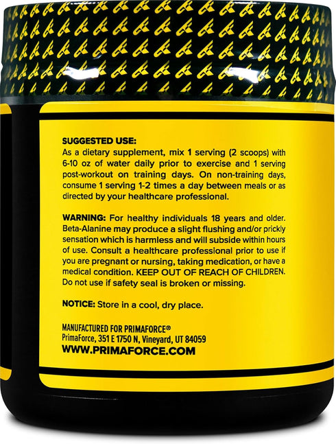 Primaforce Beta Alanine Powder, Unflavored, 200 Grams - Gluten Free, Non-GMO Supplement for Muscle Gain