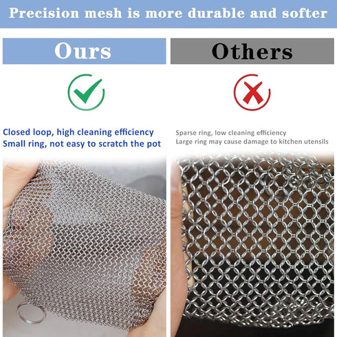 Penhderm 316L (18CM*18CM) Stainless Steel Cast Iron Cleaner, Chainmail Scrubber,Kitchen Tool,Chain Mail Scrubber Cast