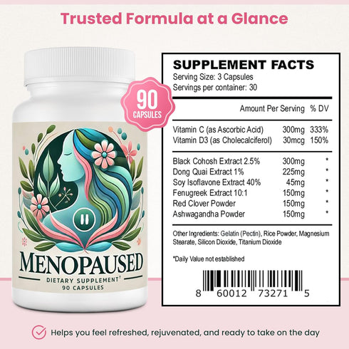 Menopaused -90 Menopause Supplements for Women -Women Multivitamin for Wellness & Vitality -Herbal Support for Hormone