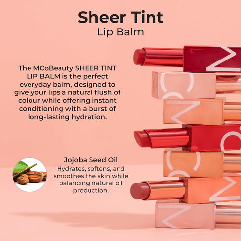 MCoBeauty Sheer Tint Lip Balm, Bella Vita, Nourishing Tint for Luscious Lips, Vegan & Cruelty Free