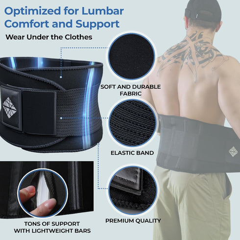 Elastic Lumbar Support Belt for Women & Men - Adjustable Back Brace for Herniated Disc Pain Relief & Workouts