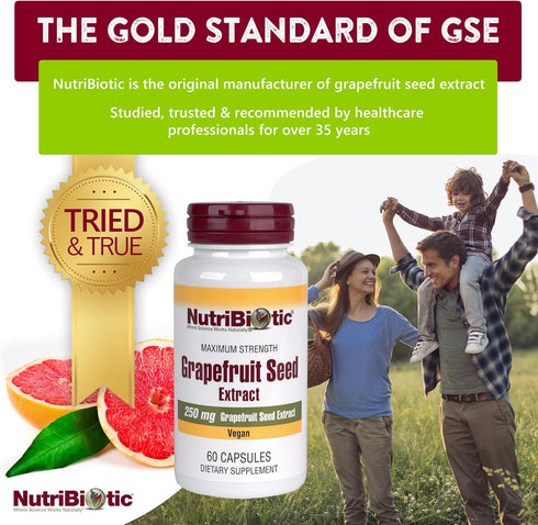 NutriBiotic Grapefruit Seed Extract Capsules - 250 mg, 60 Count Maximum Strength