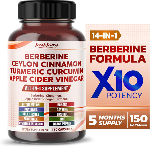 Overall Wellness Support with Berberine 8000mg, Cinnamon 6000mg, Apple Cider Vinegar 3000mg, Turmeric 3000mg