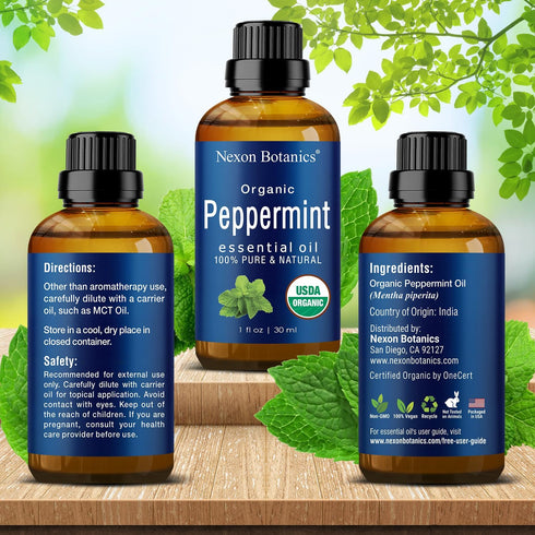 Organic Peppermint Essential Oil 30 ml, Pure Natural Oils for Aromatherapy, DIY, Candle and Soap Making