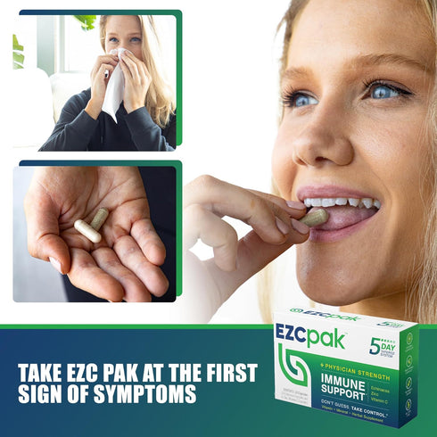 EZC Pak 5-Day Immune Support Booster - Vitamin C, Zinc, Echinacea, Immune Support Supplement for Adults