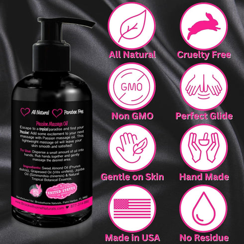 Set 2 Passion Massage Oil for Date Night | of Massaging Oils Lemon Crme & Tropical Paradise | All Natural with Almond