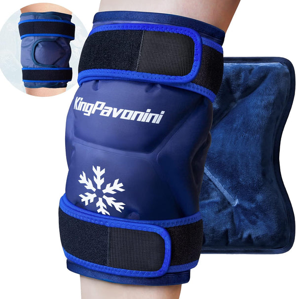 XXL Ice Pack Wrap for Knee After Surgery, Reusable Gel Large Ice Pack for Pain Relief, 1 Pack Blue