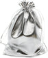 Pack of 100 Heavy Duty Silver Drawstring Organza Jewelry Pouches - 5"x 7" for Wedding Party Favor Bags