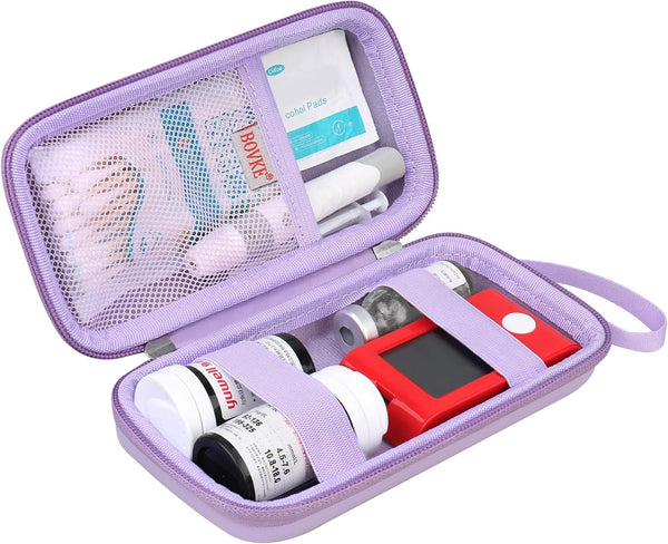 BOVKE Diabetic Supplies Travel Case, Storage Bag for Diabetes Testing Kit, Blood Glucose Monitor, Test Strips,