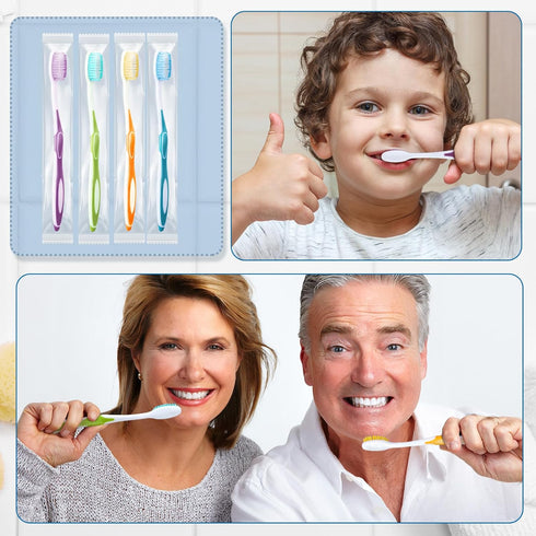 Maxcheck 200 Packs Colorful Prepasted Disposable Toothbrushes, Individually Pre Pasted Toothbrushes for Homeless Gift