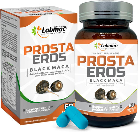 ProstaEros Prostate Support Supplement for Men's Health, Black Maca, Saw Palmetto, 60 Count Capsules, Pack of 1
