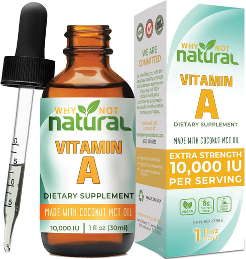 Why Not Natural Vitamin A Drops 10,000 IU - Liquid Retinyl Palmitate with Coconut MCT Oil, Vegan Micellized Vitamin A