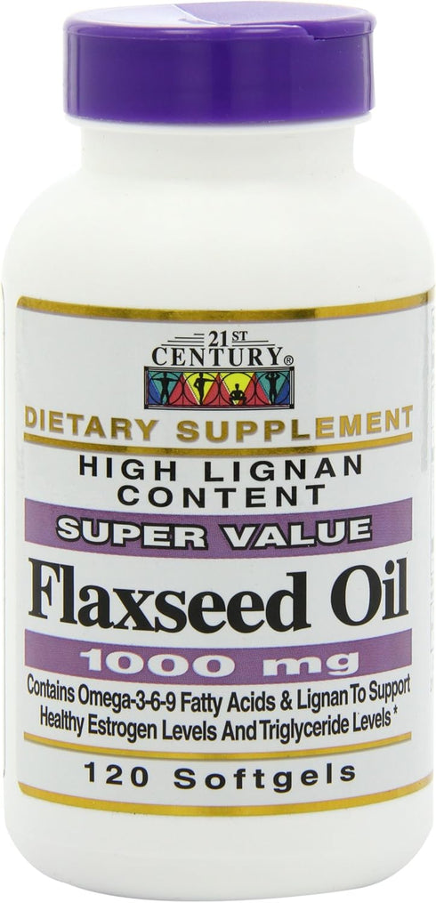 21st Century Flaxseed Oil 1000 Mg Softgels, 120 Count (22871)