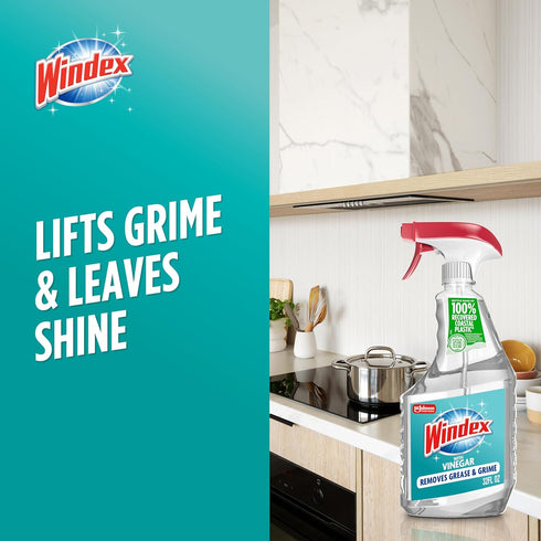 Packaging 32 Oz Windex Vinegar Glass and Surface Cleaner Spray Bottle, Designed to Prevent Leakage and Breaking