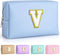 Initial Makeup Bags for Women, Personalized Portable Cosmetic Bag, PU Leather Waterproof Toiletry Bag, Cute Travel Pouch