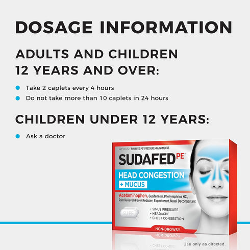 Sudafed PE Head Congestion + Mucus Relief Tablets, 24 ct