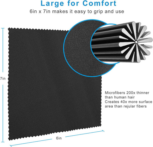 18 Pack Premium Microfiber Cleaning Cloths - Perfect for Glasses, Lenses, Screens, Cameras, Cell Phones, and More