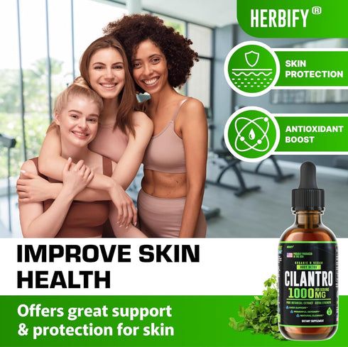 HERBIFY Cilantro Tincture, Herbal Supplement for Detox, Antioxidants, Heart and Body Cleanse, 4 Fl Oz