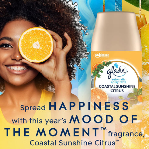 Glade Automatic Spray Refill, Coastal Sunshine Citrus, 6.2 Oz, 3 Count - Air Freshener for Home & Bathroom